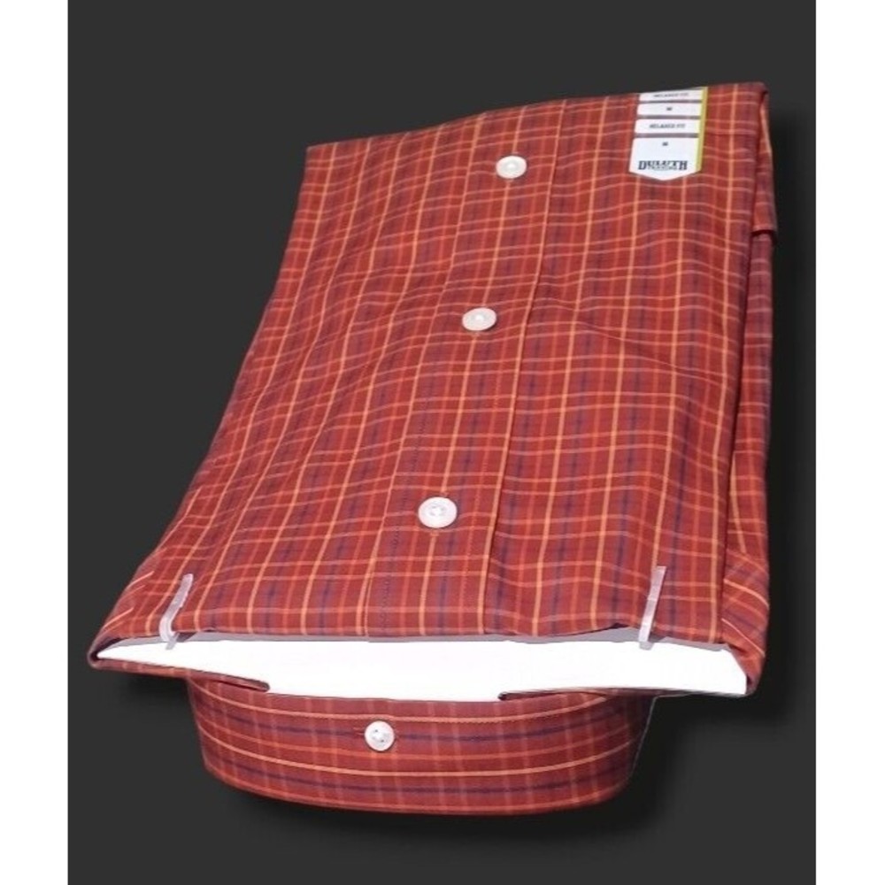 Duluth Trading Co Medium Mens Red Checkered Wrinklefighter Long Sleeve Shirt NEW - Picture 7 of 11